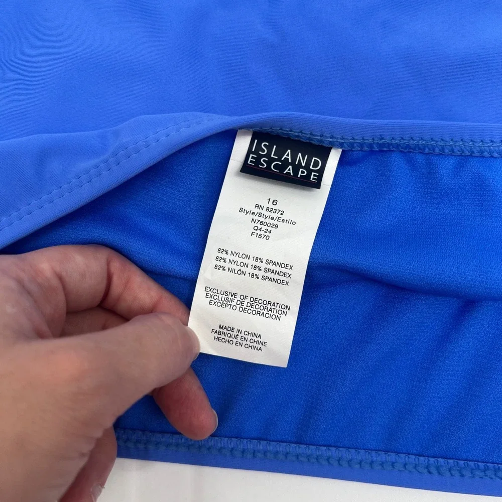 Island Escape Womens Blue High Waist Bikini Swim Bottoms N760029 Size 16 NWT
